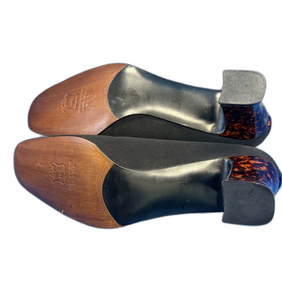 Stuart Weitzman Black Modern tortoise sq Heel Pumps Women's Sz 10.5M Square Toe - Picture 7 of 9